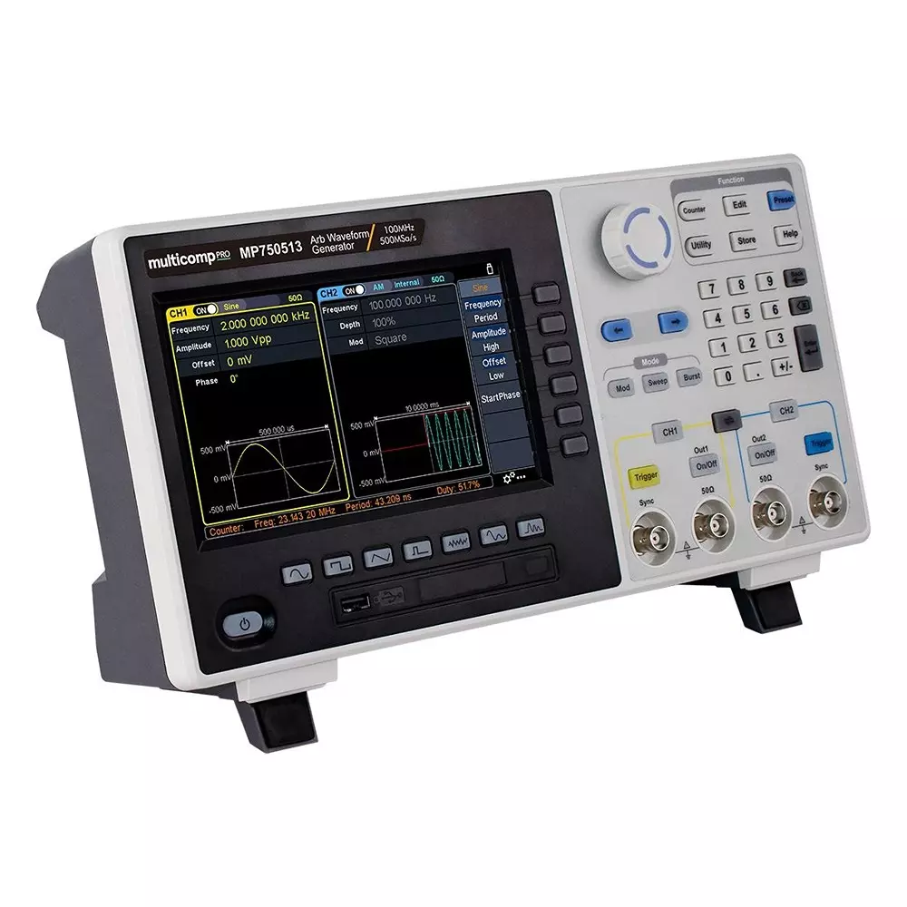 MULTICOMP PRO Waveform Generator EU, UK Plug Type 3 Years Manufacturer Warranty 2 Channel No. of Channels, MP750513