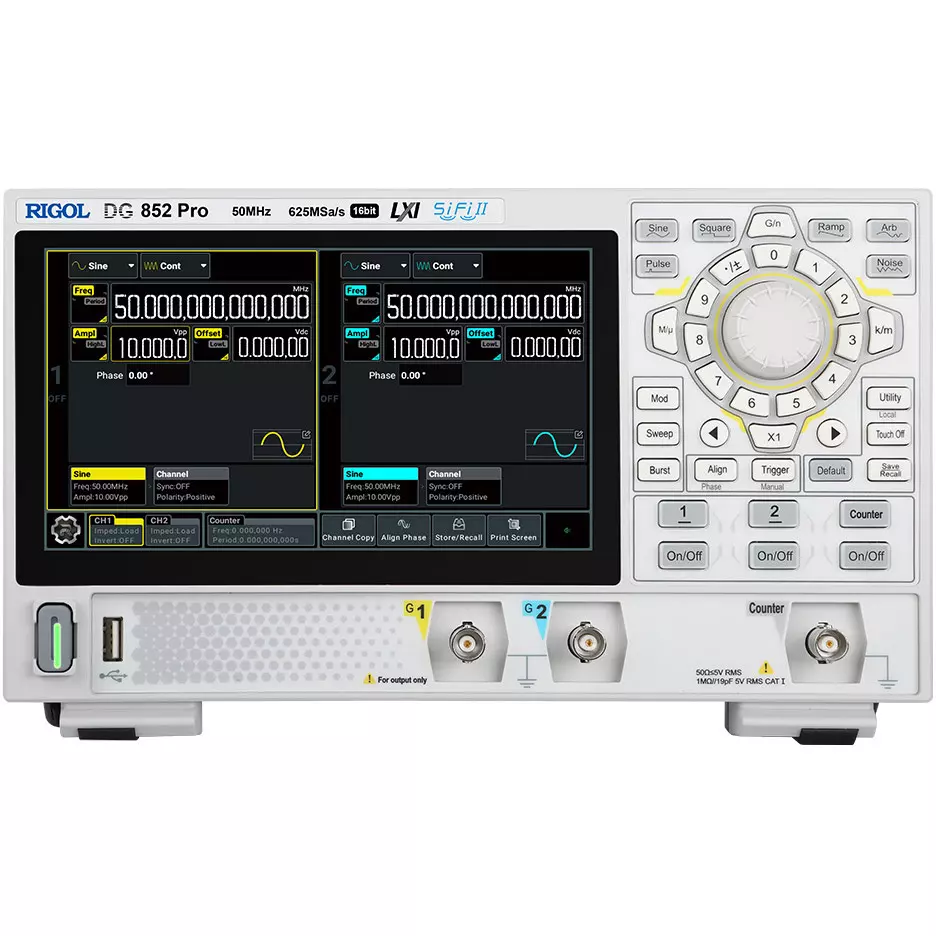 Rigol Waveform Function Generator Maximum arbitrary waveform memory length: 2 M (16 M option) Specifications, DG852 Pro