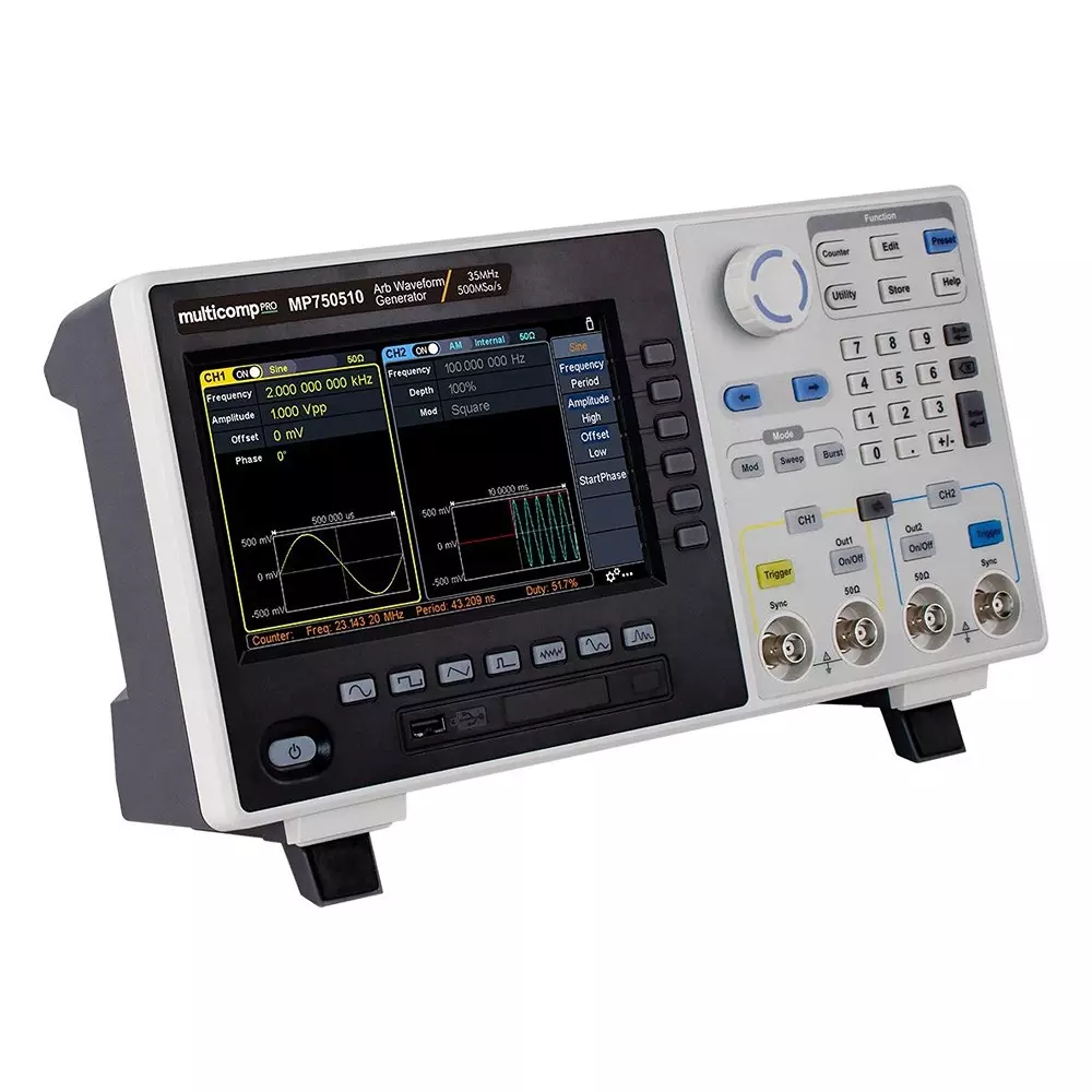 MULTICOMP PRO Waveform Generator EU, UK Plug Type 3 Years Manufacturer Warranty 2 Channel No. of Channels, MP750510