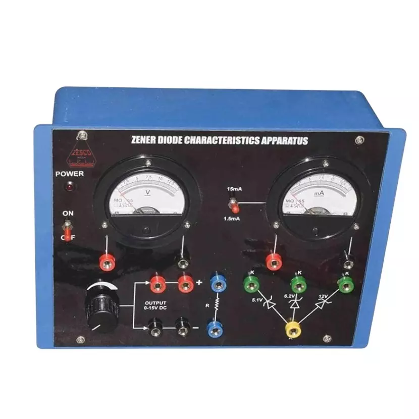 Zesco India Zener Diode Characteristics Apparatus Rectangular Shape and 0-15 VDC Voltage for Physics Labs, ZESCO-053