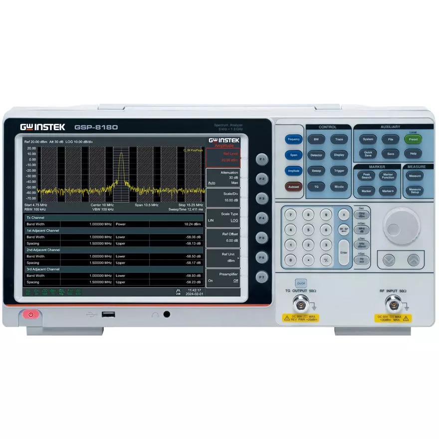 Gw Instek Spectrum Analyzer 10.4-inch XGA LCD display (1024 x 768) Display Standard: LAN, USB Interface, GSP-8180