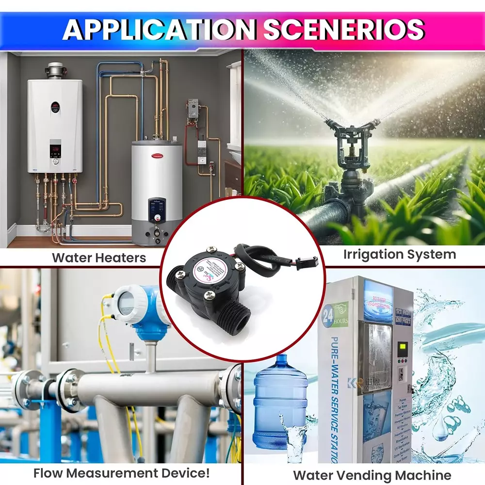 amiciSense G1/2 Water Flow Meter Sensor 1-30L/min Testing Range <1.75Mpa Water Pressure
