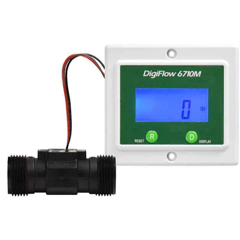 Krone Digital Flow Meter ±10%RD Accuracy DC 3 V Power Supply Instant / Total (0 to 99999 L) 5-digit LCD Display, 6710M-6P