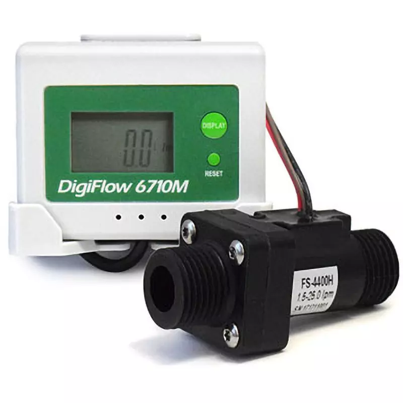 Krone Digital Flow Meter ±10%F.S. Accuracy AA batteries x 2 Power Supply Instant / Total (0 to 99999 L) 5-digit LCD, 6710M-4