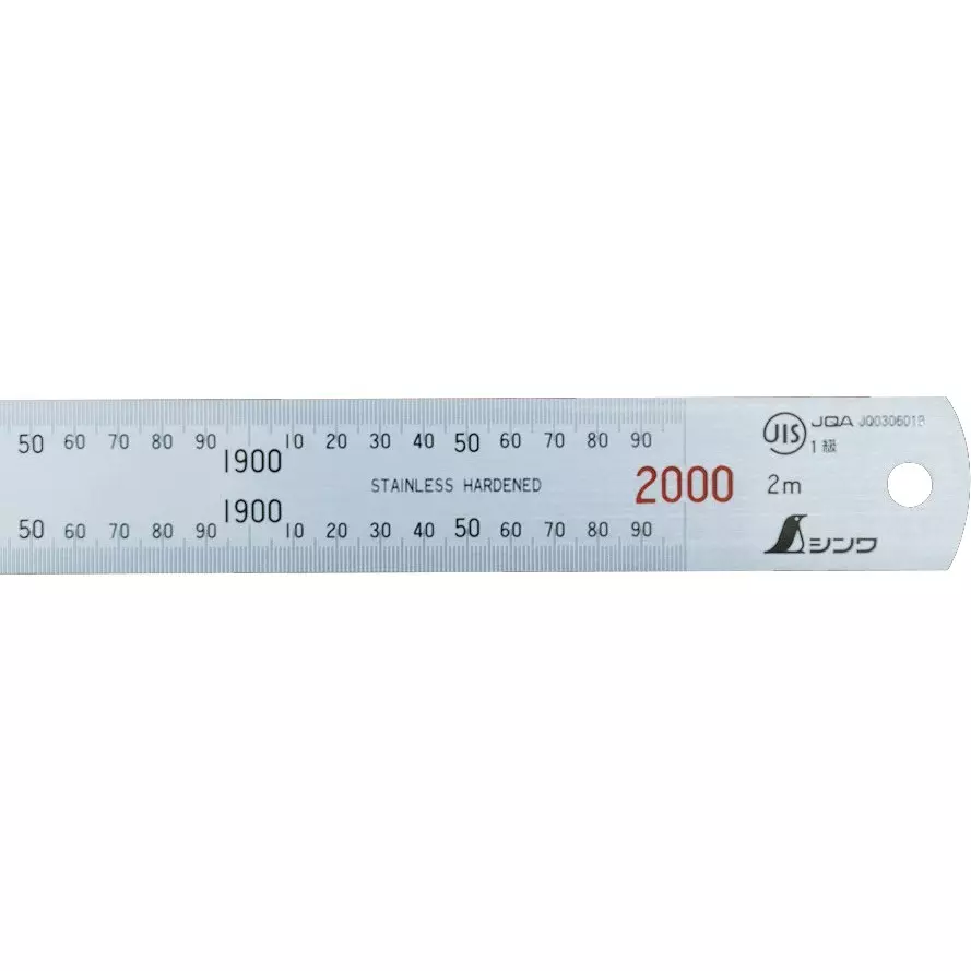 Shinwa Rules Straight Ruler Stainless Steel With Red Numbers Jis Stainless Steel 2000 mm Measuring Range, 14060