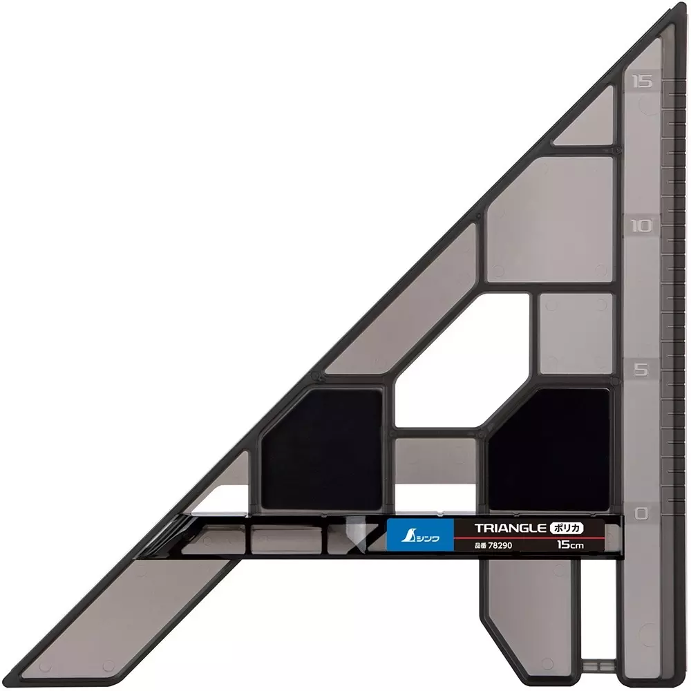 Shinwa Rules Circular Saw Guide Ruler Triangle Polycarbonate 15Cm 238x238x25 mm, 78290