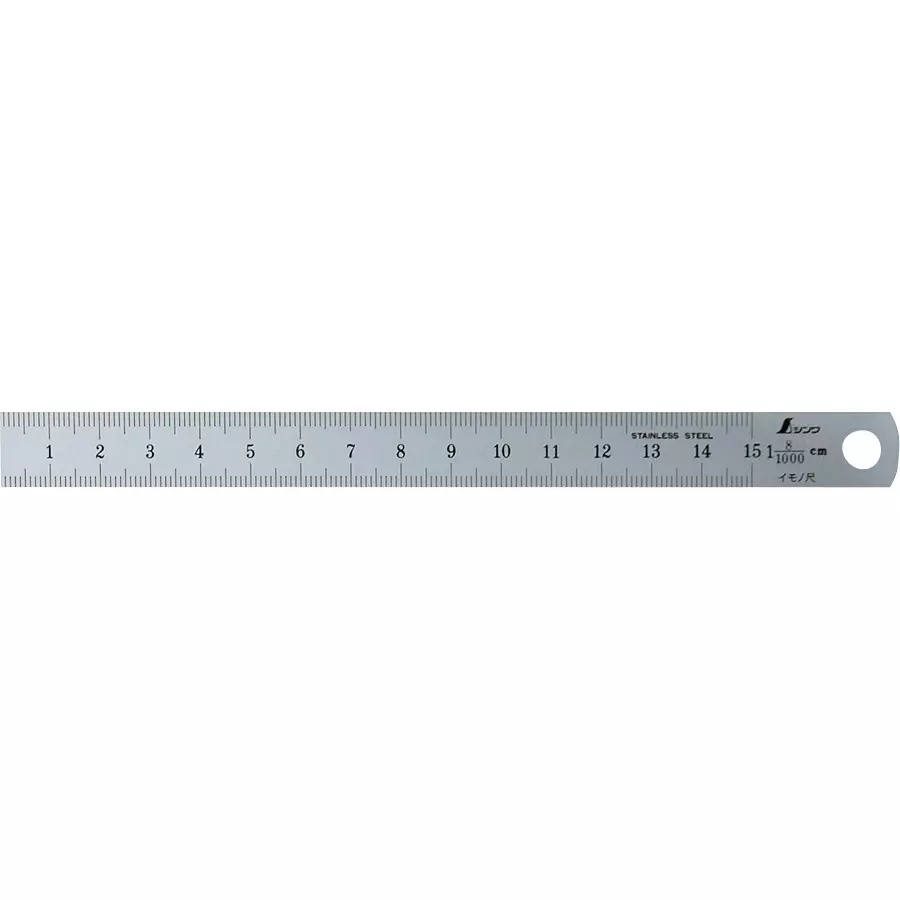 Shinwa Rules Imono Scale Silver Stainless Steel 0.8% Elongation 182x15x0.5 mm, 18007