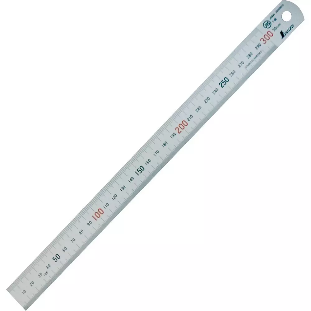 Shinwa Rules Straight Ruler Silver Stainless Steel 300 mm Measuring Range, 19015