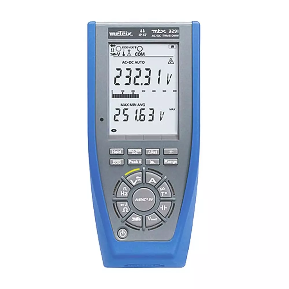Metrix MTX 3291 Handheld Digital Multimeter, True RMS, 20A ac Max, 20A dc Max, 1000V ac Max, MTX3291
