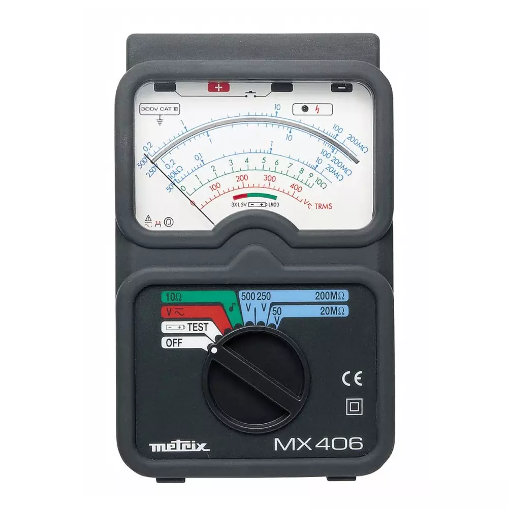 Metrix MX 406B Insulation Continuity Tester, 50V Min, 500V Max, 200 mΩ Max, CAT III 300V, MX0406B