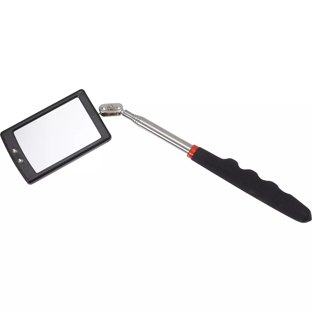 MonotaRO Inspection Mirror With LED Light 42x64 mm Size 285 to 880 mm Overall Length, 54778554