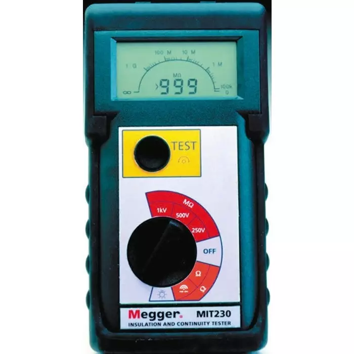 Megger MIT230 Insulation Continuity Tester, 250V dc Min, 1000V dc Max, 999 mΩ Max, CAT III 300V - RS Calibration, MIT230-EN