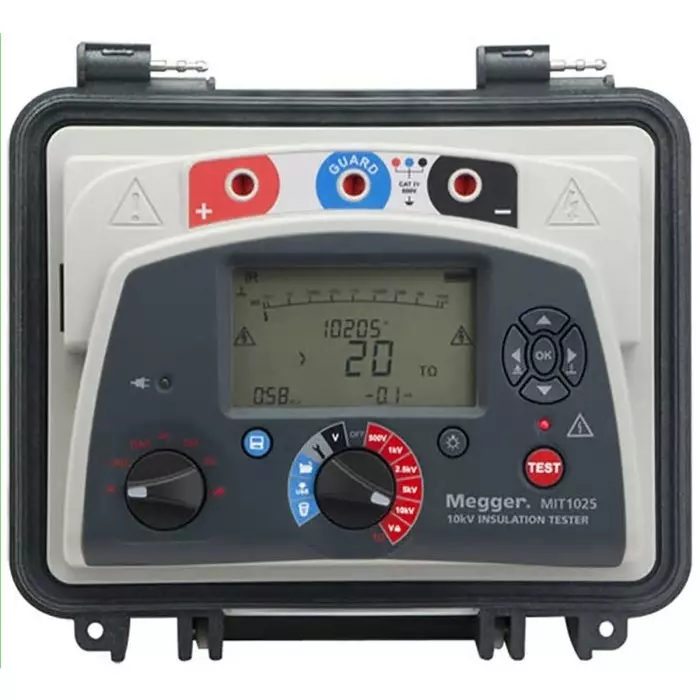 Megger Insulation Tester, 500V Min, 10000V Max, 20T Ω Max, CAT IV, MIT1025