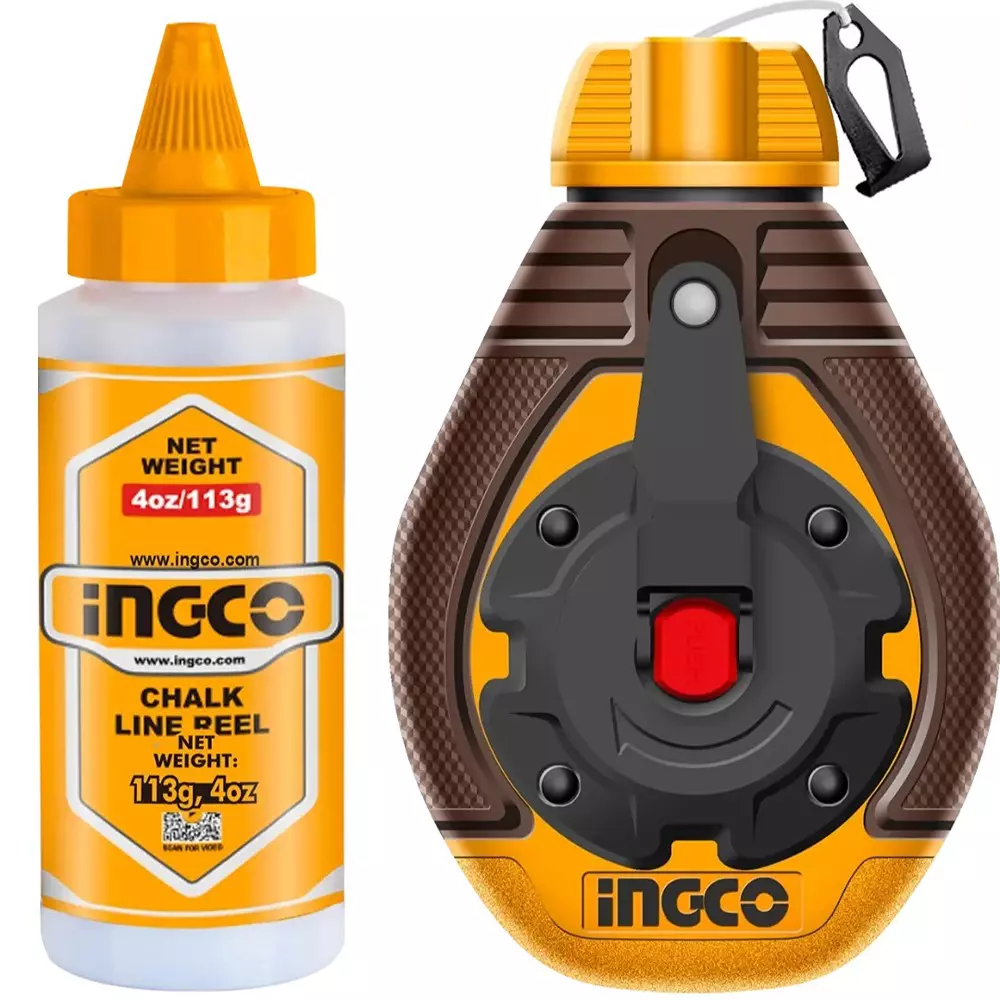 Ingco Chalk Line Reel X6 Fast and 30 m Length for Marking Straight Layout Lines, HCLR0630