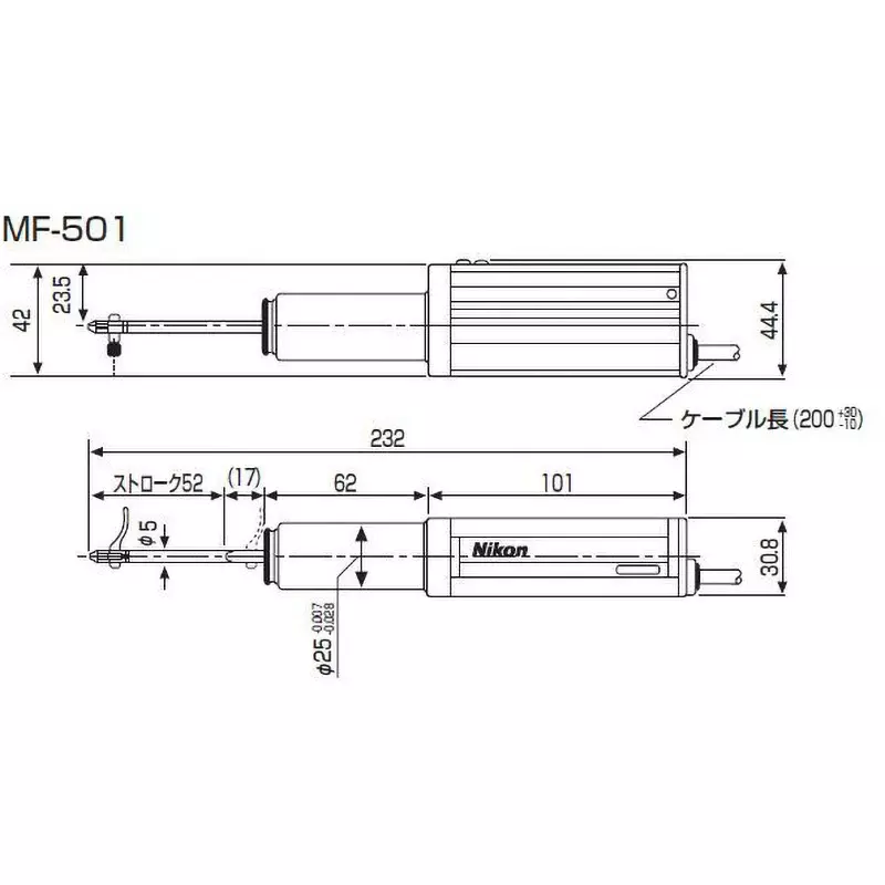 Nikon Digimicrohead 1 μm(20℃) Accuracy 0℃ to +40℃ Operating Temperature Range 0 to 50 Measurement Range, MF-501