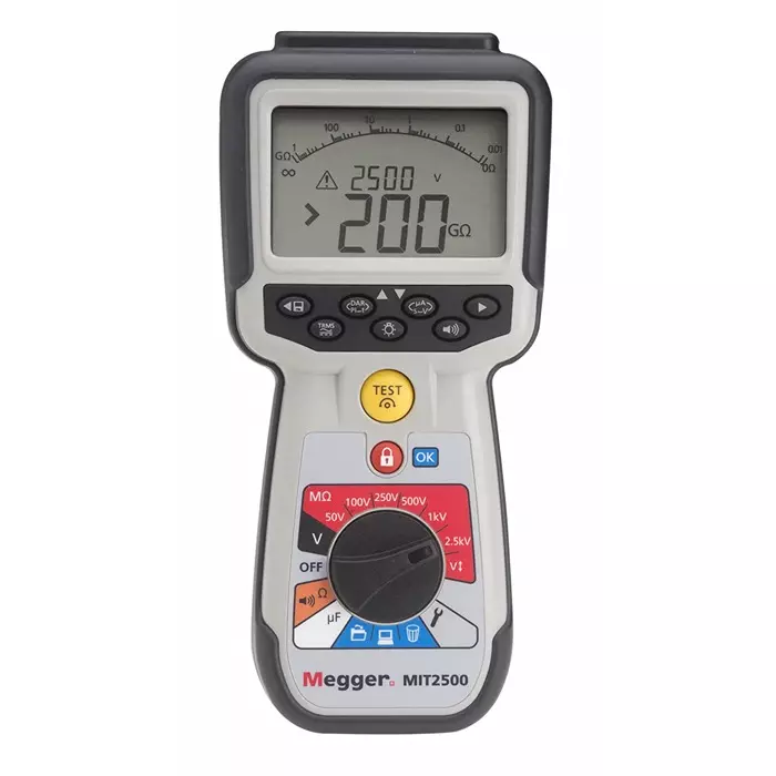 Megger MIT2500 Insulation Tester, 50V Min, 2500V Max, 200 GΩ Max, CAT IV, 1004-745