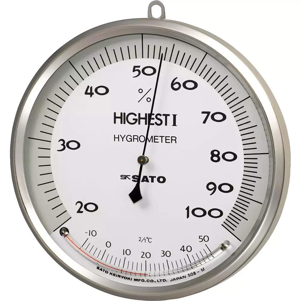 Sato Keiryoki Hygrometer Humidity 20-100% rh Temperature -10-50°C Measurement Range, 7540-00