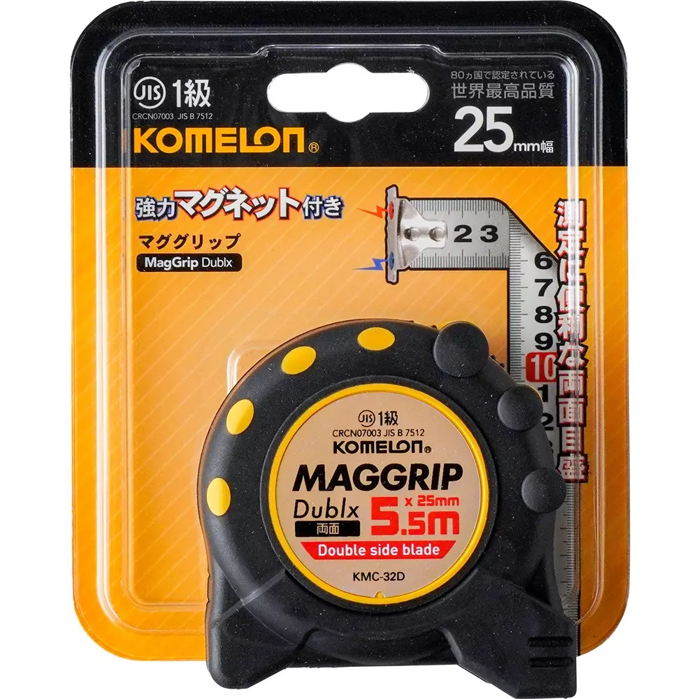KOMELON Mug Grip With lock Type Both sides Scale Type 5.5 Tape Length (m), KMC-32D-5.5/25