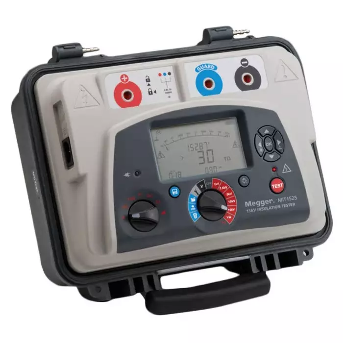 Megger MIT1525 Insulation Tester, 1000V Min, 15000V Max, 30T Ω Max, CAT IV, 1012-517