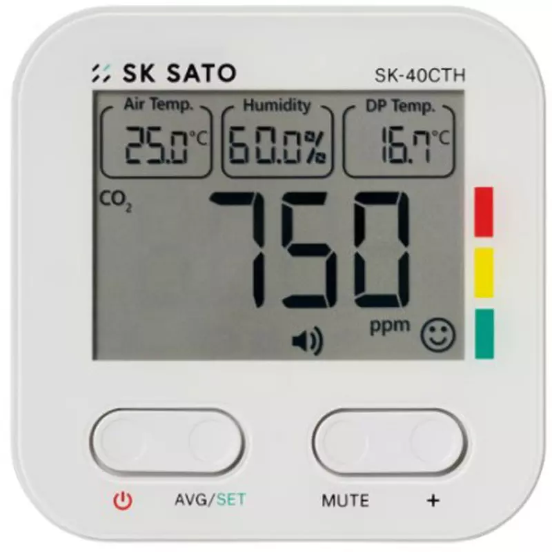 Sato Keiryoki Co2 Monitor CO2 concentration: 400 to 5000 ppm / Temperature: 0.0 to 50.0°C / Humidity: 10.0 to, SK-40CTH