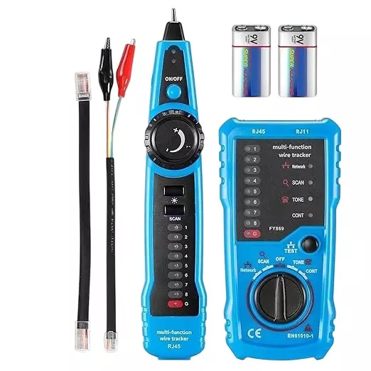 XIKKART LAN Tester with Wire Tracker with 2X 9V Batteries for Network, LAN, Ethernet Cable, Telephone Line Connection