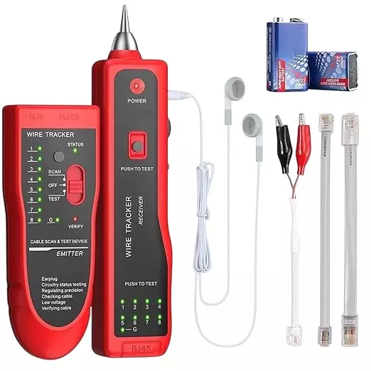 SMARTTECH Wire Tracker Cable Tester for RJ11 RJ45 Network LAN Cable, CAT5 & CAT6 Telephone Line