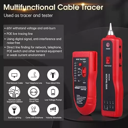 SMARTTECH Wire Tracker Cable Tester for RJ11 RJ45 Network LAN Cable, CAT5 & CAT6 Telephone Line