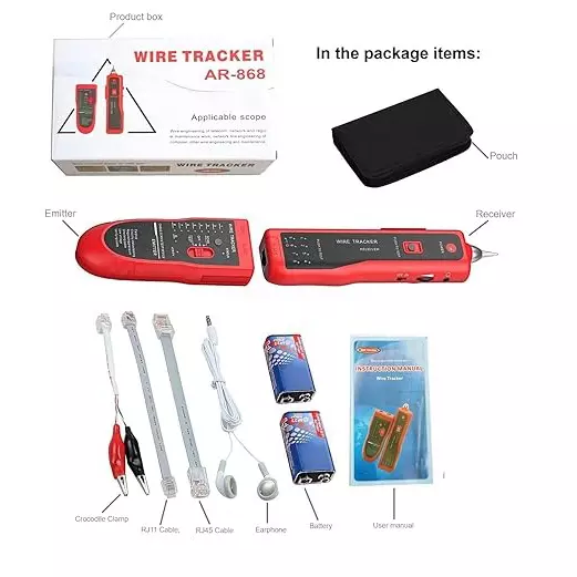 SMARTTECH Wire Tracker Cable Tester for RJ11 RJ45 Network LAN Cable, CAT5 & CAT6 Telephone Line