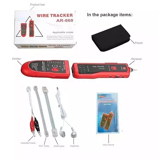 SMARTTECH Wire Tracker Cable Tester for RJ11 RJ45 Network LAN Cable, CAT5 & CAT6 Telephone Line (Battery Not Included)
