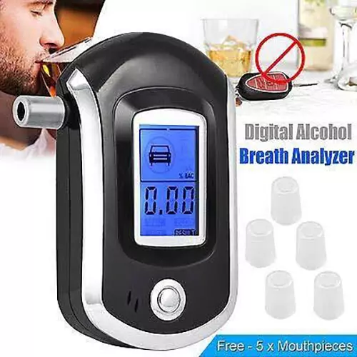 MxRady Alcohol Breath Analyser LED Display 0.05 BAC Max. Capacity with Battery and Accessories, AT6000