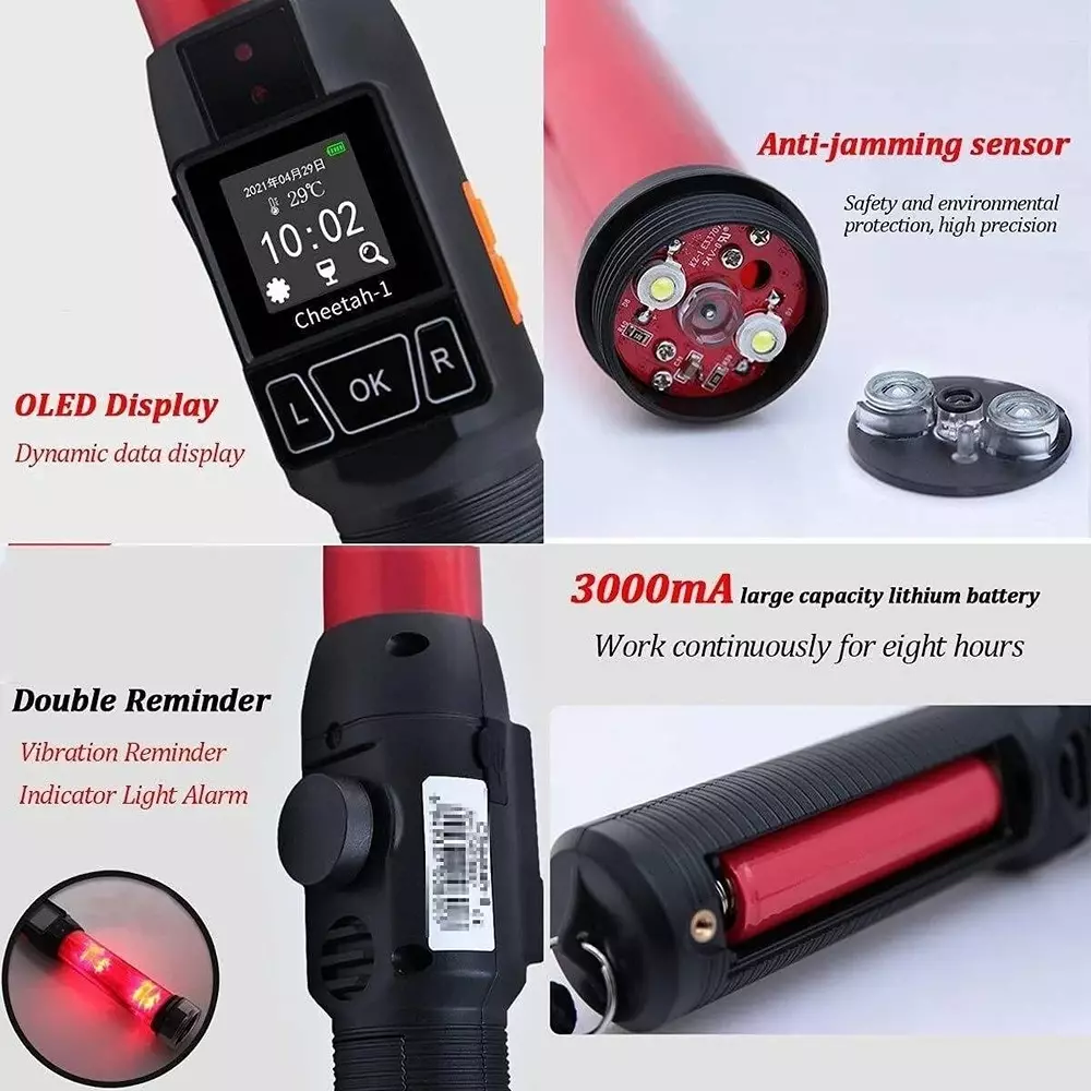 MxRady Alcohol Tester Non-Contact Baton Type with LED Display and 0.05 BAC Max. Capacity, KA-19710