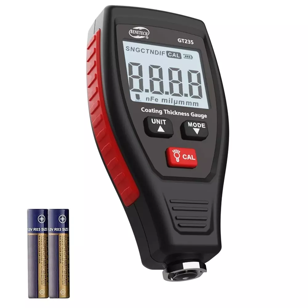 MxRady Auto Car Paint Meter Caliper Plastic Black & Red 1.8 mm Resolution, Coating Thickness Gauge