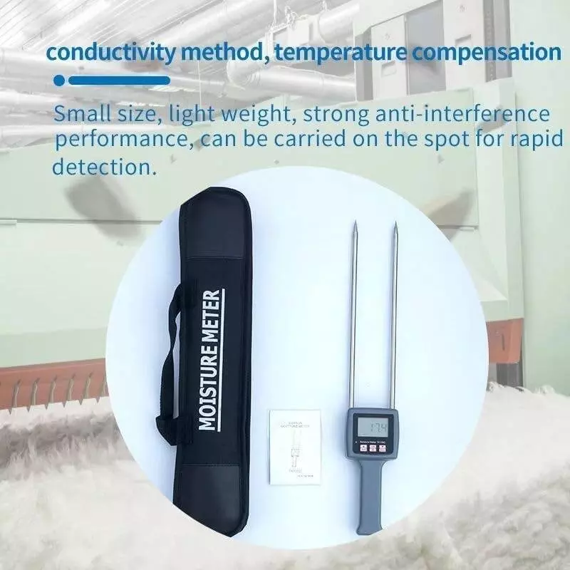 MxRady Cotton Moisture Meter Pin Type with 5-40% Measurement Range and ±0.5% Accuracy, TK-100C