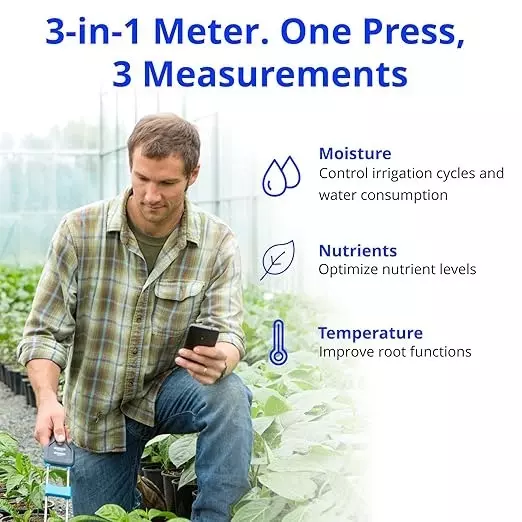 Bysafe Digital Soil Moisture Meter With 0.5°C Temperature Accuracy and 1.5 V AA Battery, 5N-6OCK-NRY6