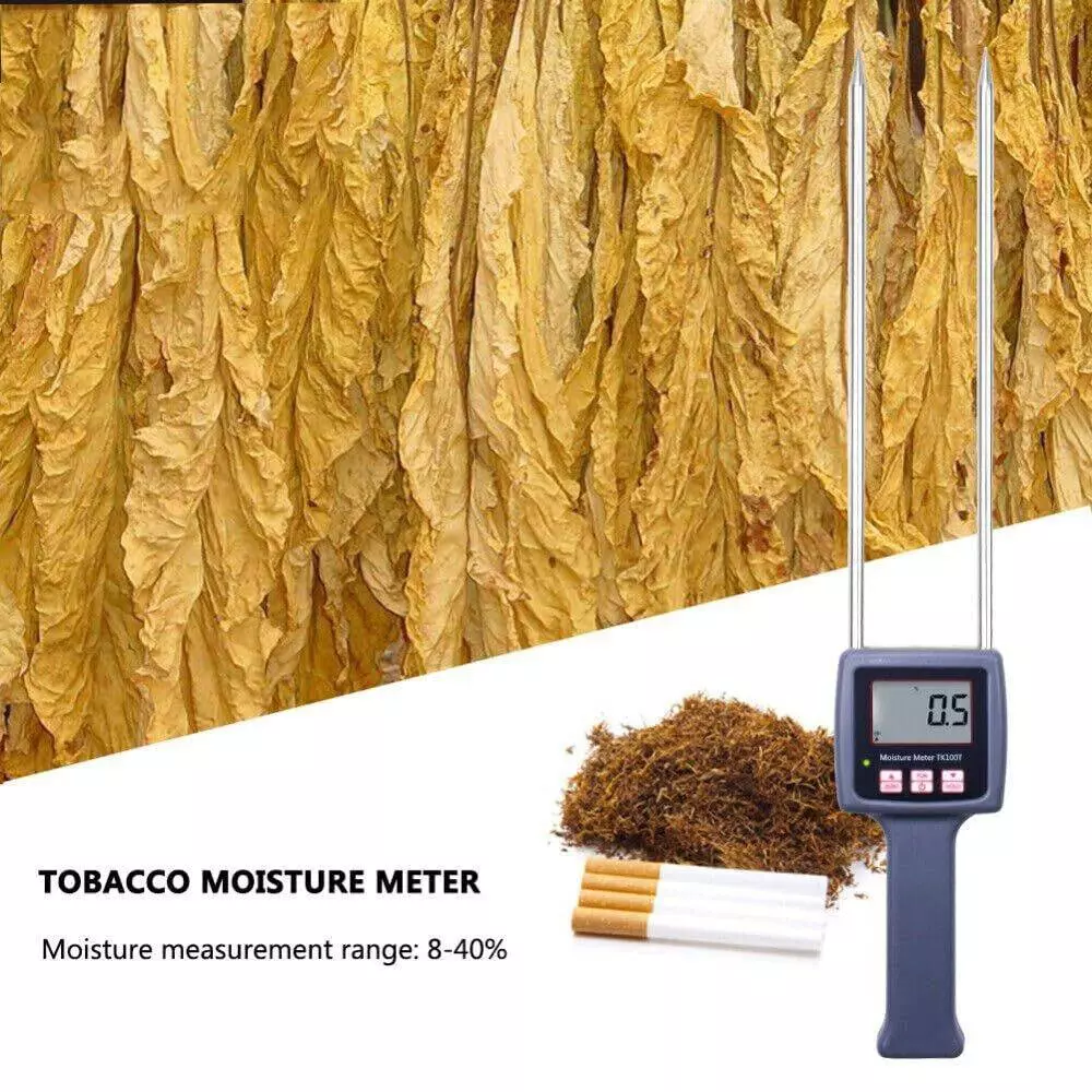 MxRady Tobacco Moisture Meter Pin Type with 8-40% Measurement Range and ±0.5% Accuracy, TK-100T
