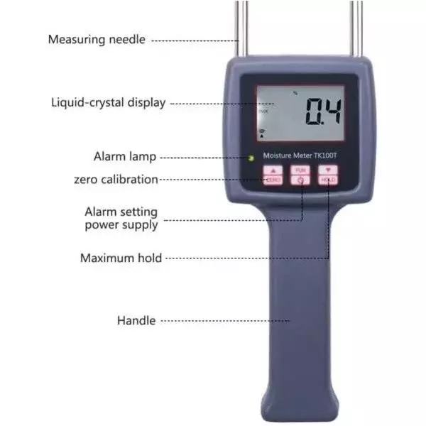 MxRady Tobacco Moisture Meter Pin Type with 8-40% Measurement Range and ±0.5% Accuracy, TK-100T