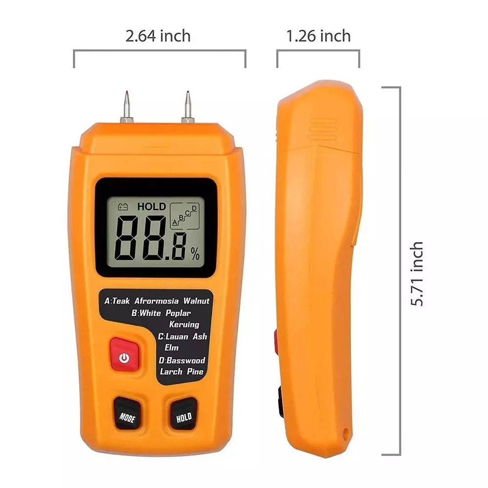 KERRO Wood Moisture Meter with 0-99% Measurement Range and 0.1% Resolution, KT-10