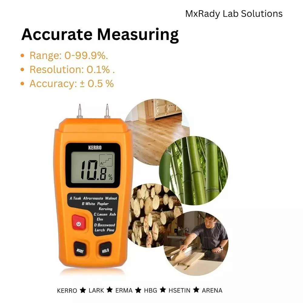 KERRO Wood Moisture Meter with 0-99% Measurement Range and 0.1% Resolution, KT-10