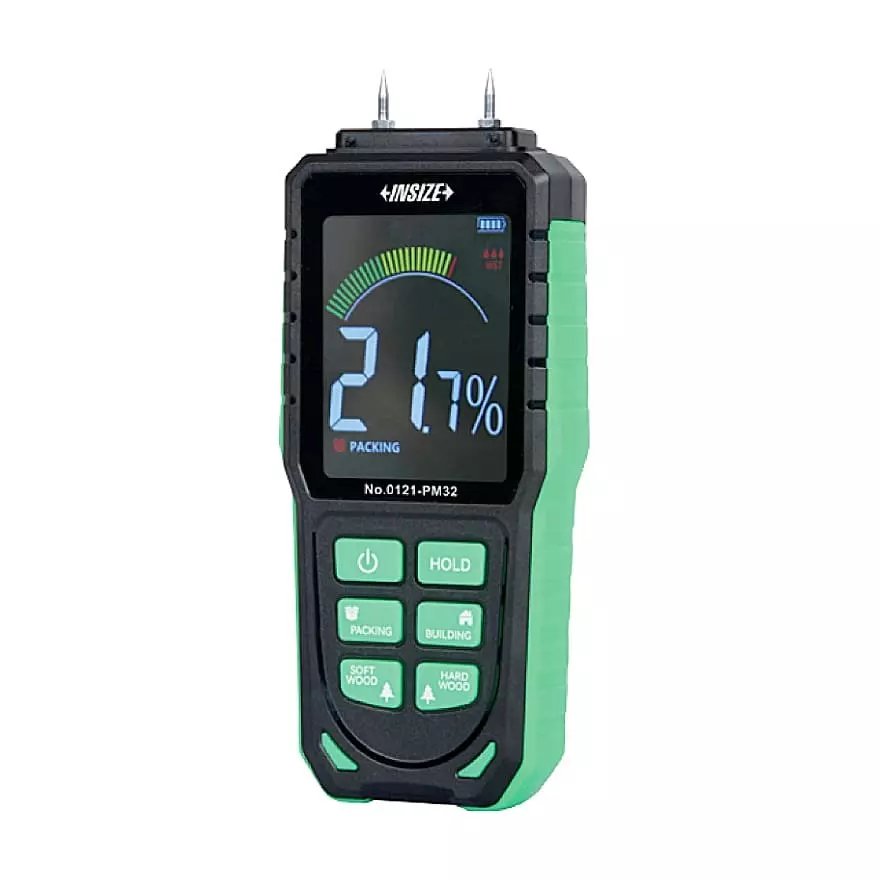 Insize Digital Moisture Meter 5.7% to 56.1% Soft Wood Measurement Range and ±2% Accuracy, 0121-PM32