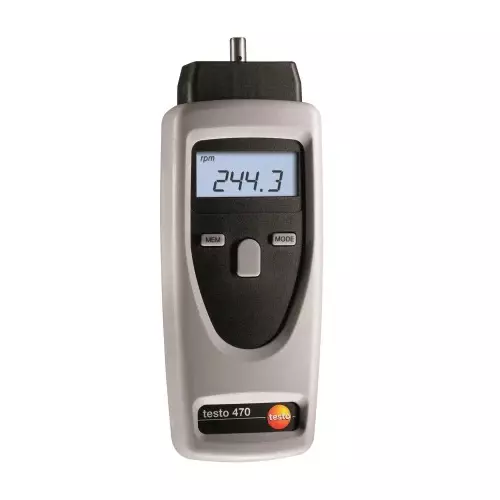 Testo Digital Tachometer 1 to 99999 RPM (Optical), 0.1 to 19999 RPM (Mechanical) Range, Testo 470