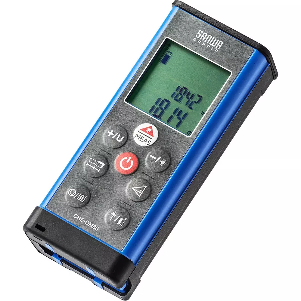 SANWA SUPPLY Laser Distance Meter - Accuracy 2 AA alkaline batteries Power Supply -5 to 40 Operating Temperature Range (℃), CHE-DM80