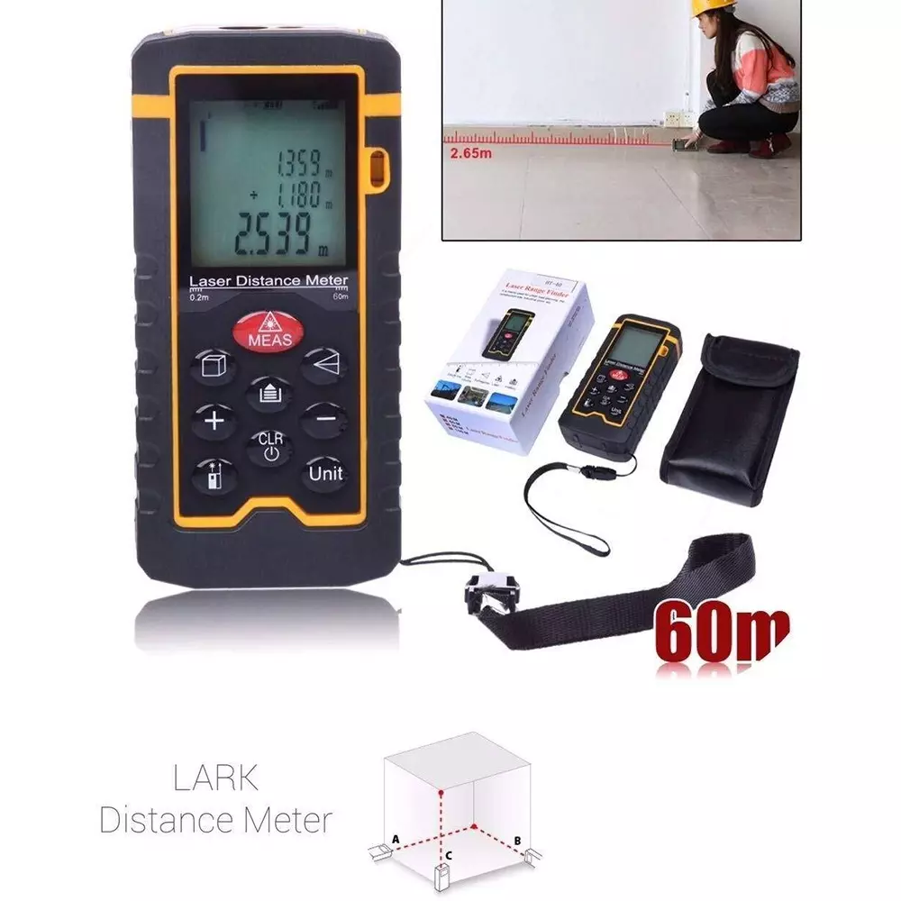 HSETIN Laser Distance Meter Range 60 m and Accuracy ±2 mm, HT-100