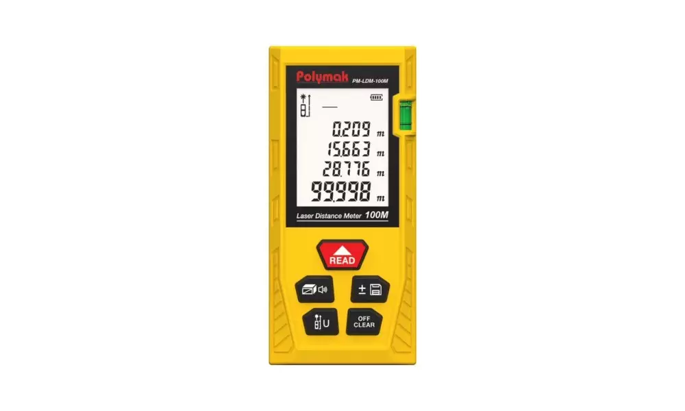 Polymak Laser Distance Meter 100 m Range ± 2 mm Accuracy, PM-LDM-100M