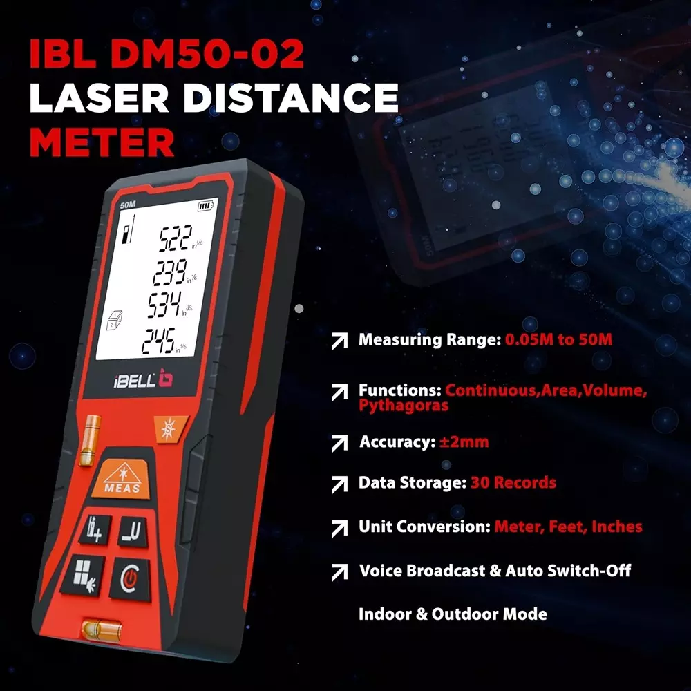 ibell-laser-distance-meter-005-50-m-measurement-range-20-mm-accuracy-with-3-pcs-aaa-batteries-ibl-dm5002