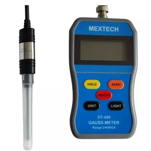 MEXTECH Gauss Meter / Tesla Meter 4 Digit LCD with Backlight 50 × 22 mm 240, 2400 mT Range, DT459