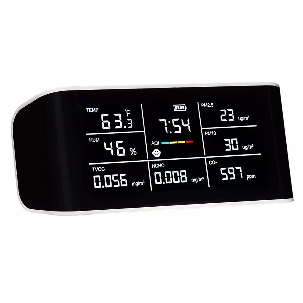 HSETIN 7 in 1 Air Quality Monitor Tester with PM2.5 Range and 0-999 μg/m³ Accuracy, PAQM 7 In 1