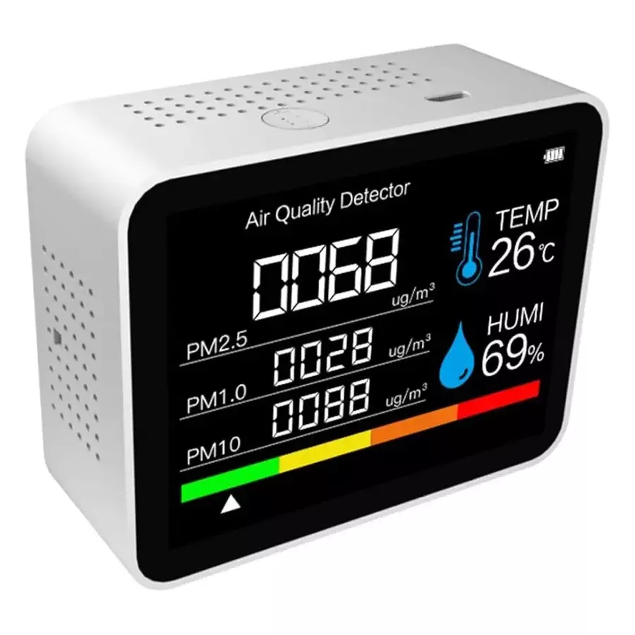 HSETIN Air Quality Detector Battery Powered CO₂/TVOC/HCHO/PM 2.5/1.0/10 Detection Range, ZN-2CO7