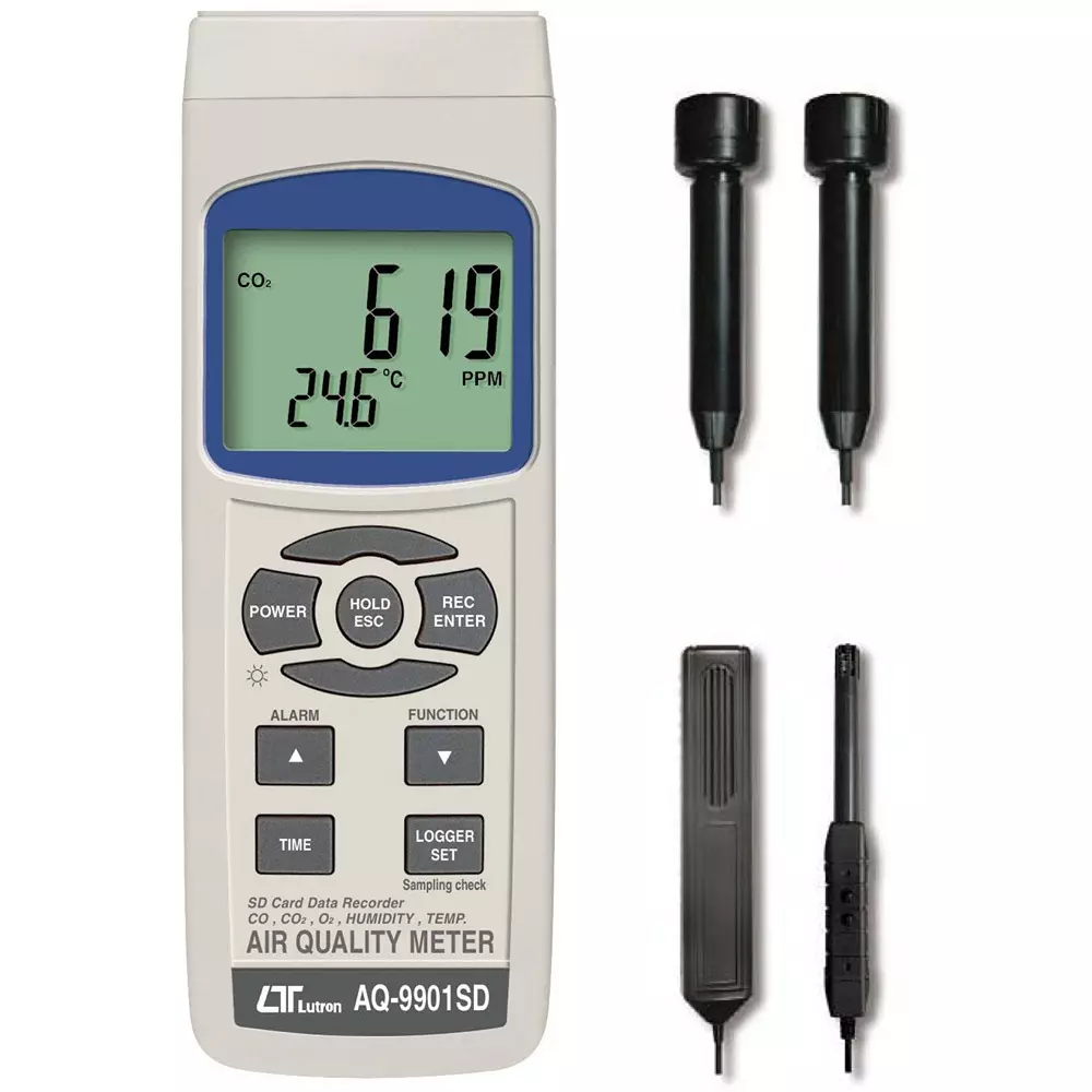 Mother Tool Air Quality Checker Hard case, each sensor probe, SD card (1 GB) Included Components, AQ-9901SD