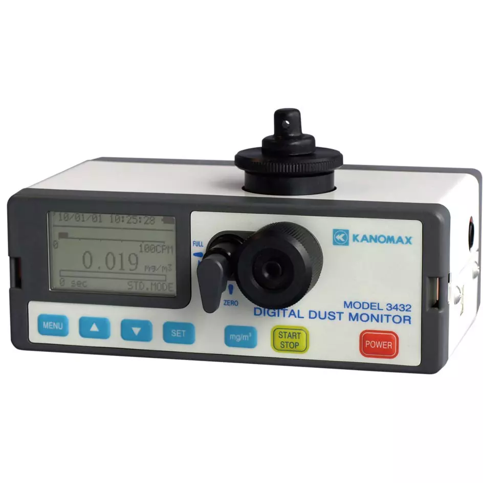 KANOMAX Digital Dust Meter 0.001 to 10.000 mg/m3(1 CPM=0.001 mg/m3) Measurement Range, 3432