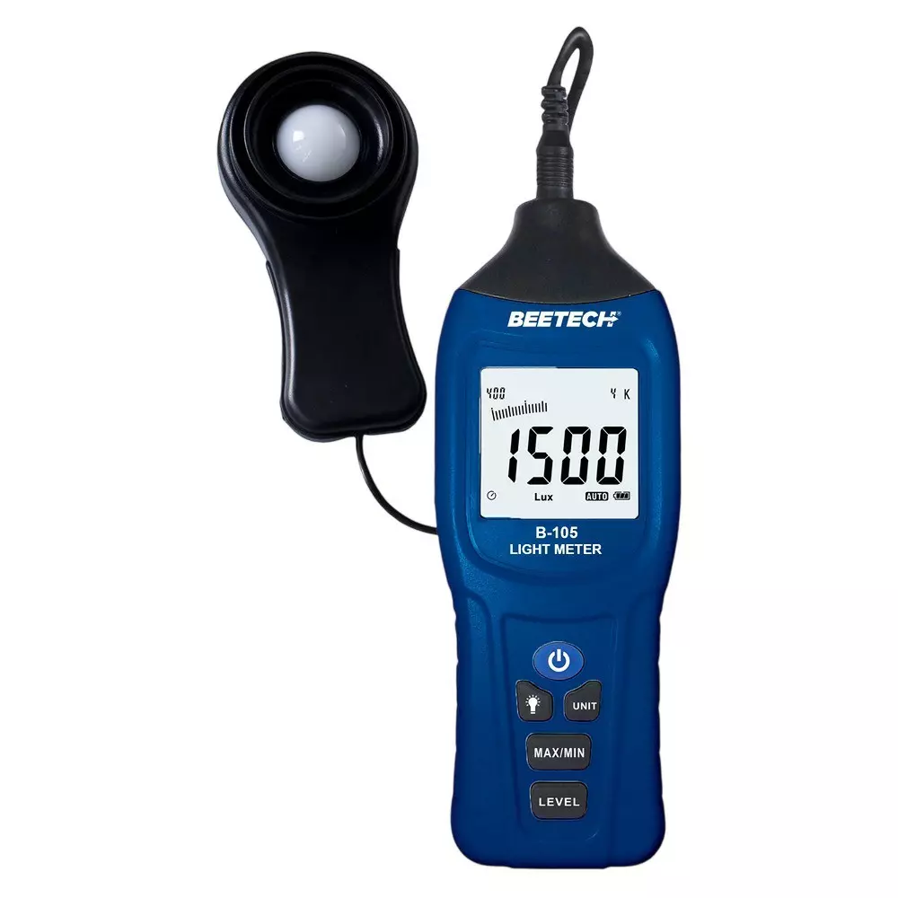 BEETECH Digital Light Meter With Detachable Probe, 0 Lux to 400 kLux / 0 Fc to 40 kFc Measurement Range and At least 30 Hours Battery Life, B-105